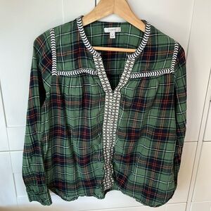JCREW plaid long sleeve blouse
